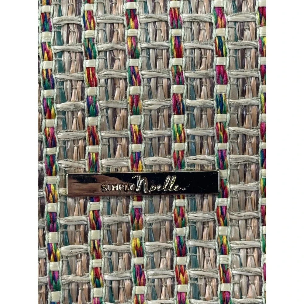 Simply Noelle Straw Woven Crossbody‎ Bag Beige Tan Multi Color Accent strap - Picture 9 of 12